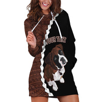 Custom Boxer Dog Hoodie Dress With Polynesian Tribal Tattoo LT6 - Wonder Print Shop