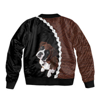 Custom Boxer Dog Sleeve Zip Bomber Jacket With Polynesian Tribal Tattoo LT6 - Wonder Print Shop