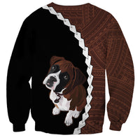 Custom Boxer Dog Sweatshirt With Polynesian Tribal Tattoo LT6 - Wonder Print Shop