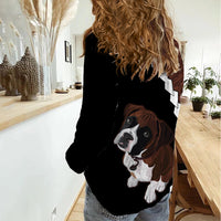Custom Boxer Dog Women Casual Shirt With Polynesian Tribal Tattoo LT6 - Wonder Print Shop