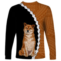 Custom Shiba Inu Dog Long Sleeve Shirt With Polynesian Tribal Tattoo LT6 - Wonder Print Shop