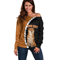 Custom Shiba Inu Dog Off Shoulder Sweater With Polynesian Tribal Tattoo LT6 - Wonder Print Shop