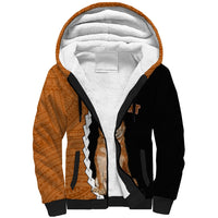 Custom Shiba Inu Dog Sherpa Hoodie With Polynesian Tribal Tattoo LT6 - Wonder Print Shop