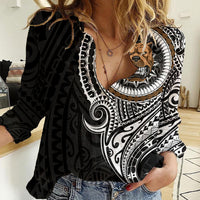 Polynesian Pitbull Dog Women Casual Shirt Dog In My Heart LT6 - Wonder Print Shop