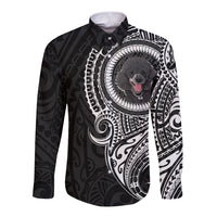 Polynesian Poodle Dog Long Sleeve Button Shirt Dog In My Heart LT6 - Wonder Print Shop
