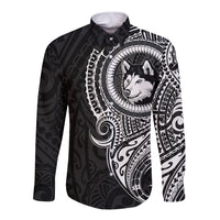 Polynesian Husky Dog Long Sleeve Button Shirt Dog In My Heart LT6 - Wonder Print Shop