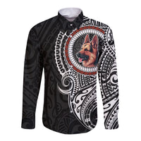 Polynesian German Shepherd Dog Long Sleeve Button Shirt Dog In My Heart LT6 - Wonder Print Shop