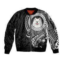 Polynesian Samoyed Dog Sleeve Zip Bomber Jacket Dog In My Heart LT6 - Wonder Print Shop