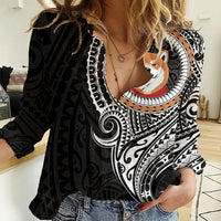 Polynesian Shiba Inu Dog Women Casual Shirt Dog In My Heart LT6 - Wonder Print Shop