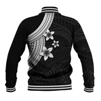 Polynesian Baseball Jacket With Plumeria Flower White LT6 - Wonder Print Shop