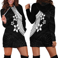 Polynesian Hoodie Dress With Plumeria Flower White LT6 - Wonder Print Shop