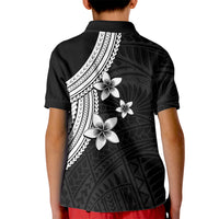 Polynesian Polo Shirt for Kid With Plumeria Flower White LT6 - Wonder Print Shop