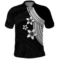 Polynesian Polo Shirt With Plumeria Flower White LT6 - Wonder Print Shop