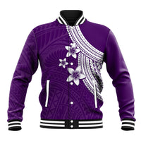 Polynesian Baseball Jacket With Plumeria Flower Purple LT6 - Wonder Print Shop
