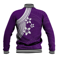 Polynesian Baseball Jacket With Plumeria Flower Purple LT6 - Wonder Print Shop