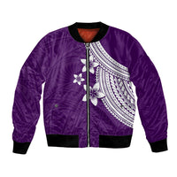 Polynesian Bomber Jacket With Plumeria Flower Purple LT6 - Wonder Print Shop