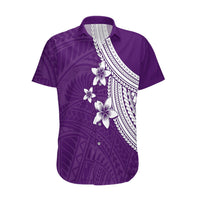 Polynesian Hawaiian Shirt With Plumeria Flower Purple LT6 - Wonder Print Shop