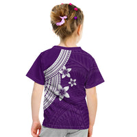Polynesian Kid T Shirt With Plumeria Flower Purple LT6 - Wonder Print Shop