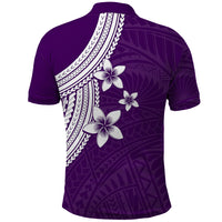 Polynesian Polo Shirt With Plumeria Flower Purple LT6 - Wonder Print Shop