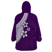 Polynesian Wearable Blanket Hoodie With Plumeria Flower Purple LT6 - Wonder Print Shop