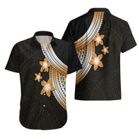 Polynesian Hawaiian Shirt With Plumeria Flower Gold LT6 - Wonder Print Shop