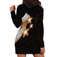 Polynesian Hoodie Dress With Plumeria Flower Gold LT6 - Wonder Print Shop