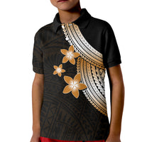 Polynesian Polo Shirt for Kid With Plumeria Flower Gold LT6 - Wonder Print Shop