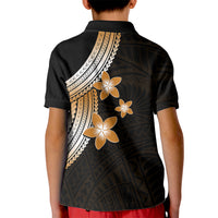 Polynesian Polo Shirt for Kid With Plumeria Flower Gold LT6 - Wonder Print Shop