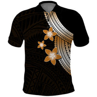 Polynesian Polo Shirt With Plumeria Flower Gold LT6 - Wonder Print Shop
