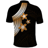 Polynesian Polo Shirt With Plumeria Flower Gold LT6 - Wonder Print Shop