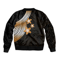 Polynesian Sleeve Zip Bomber Jacket With Plumeria Flower Gold LT6 - Wonder Print Shop
