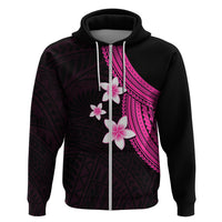 Polynesian Hoodie With Plumeria Flower Pink LT6 - Wonder Print Shop
