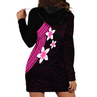 Polynesian Hoodie Dress With Plumeria Flower Pink LT6 - Wonder Print Shop