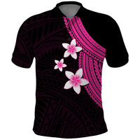 Polynesian Polo Shirt With Plumeria Flower Pink LT6 - Wonder Print Shop