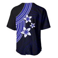 Polynesian Baseball Jersey With Plumeria Flower Blue LT6 - Wonder Print Shop