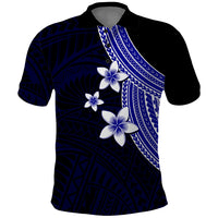 Polynesian Polo Shirt With Plumeria Flower Blue LT6 - Wonder Print Shop