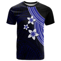 Polynesian T Shirt With Plumeria Flower Blue LT6 - Wonder Print Shop
