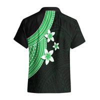 Polynesian Hawaiian Shirt With Plumeria Flower Green LT6 - Wonder Print Shop