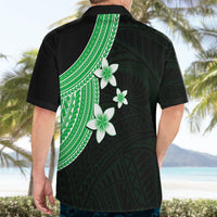 Polynesian Hawaiian Shirt With Plumeria Flower Green LT6 - Wonder Print Shop