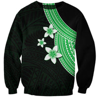 Polynesian Sweatshirt With Plumeria Flower Green LT6 - Wonder Print Shop