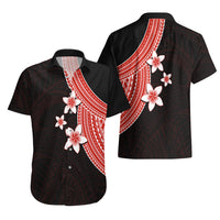 Polynesian Hawaiian Shirt With Plumeria Flower Red LT6 - Wonder Print Shop