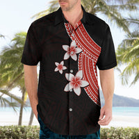 Polynesian Hawaiian Shirt With Plumeria Flower Red LT6 - Wonder Print Shop