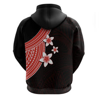 Polynesian Hoodie With Plumeria Flower Red LT6 - Wonder Print Shop