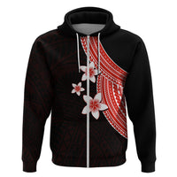 Polynesian Hoodie With Plumeria Flower Red LT6 - Wonder Print Shop