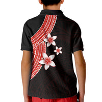 Polynesian Polo Shirt for Kid With Plumeria Flower Red LT6 - Wonder Print Shop