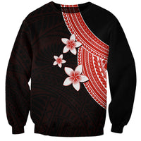 Polynesian Sweatshirt With Plumeria Flower Red LT6 - Wonder Print Shop