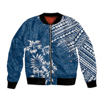 Hawaii Summer Bomber Jacket Mix Polynesian Dark Blue LT6 - Wonder Print Shop