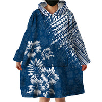 Hawaii Summer Wearable Blanket Hoodie Mix Polynesian Dark Blue LT6 - Wonder Print Shop