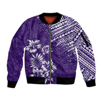 Hawaii Summer Sleeve Zip Bomber Jacket Mix Polynesian Purple LT6 - Wonder Print Shop