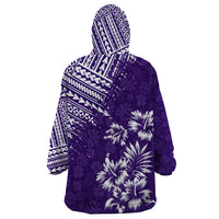 Hawaii Summer Wearable Blanket Hoodie Mix Polynesian Purple LT6 - Wonder Print Shop